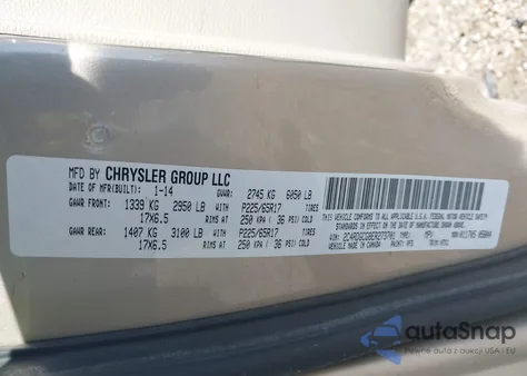 2014 Dodge Grand Caravan Sxt z USA, uszkodzony, nr VIN 2C4RDGCG8ER273701